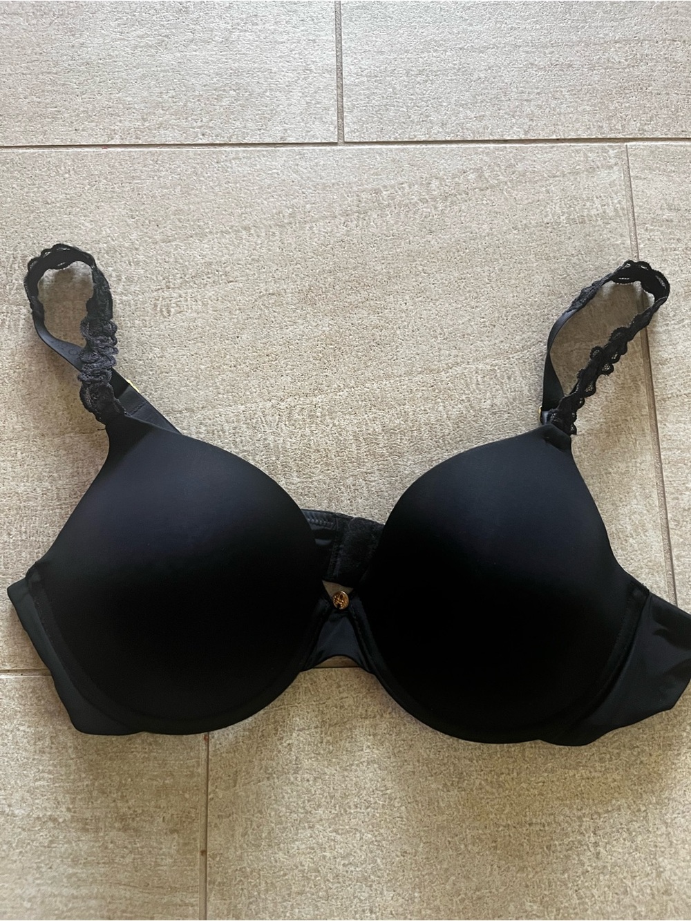 Natori Black Lace-Trim Molded Bra